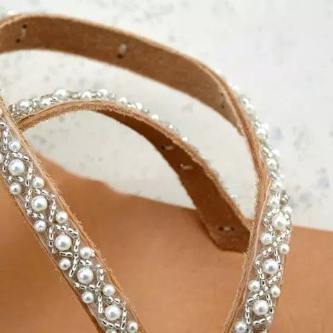 Flat bottom rhinestone beach sandals