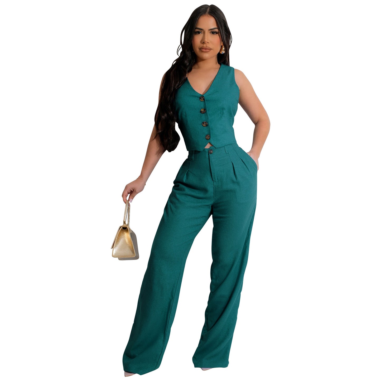 Two-piece Set Vest Jacket Suit Office OL Commuting Summer