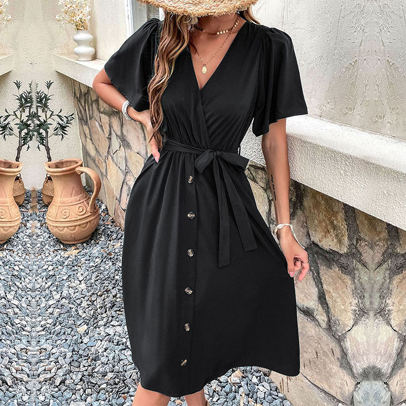 Commuters' Best Selling Bell Sleeve Waist Tie Dress
