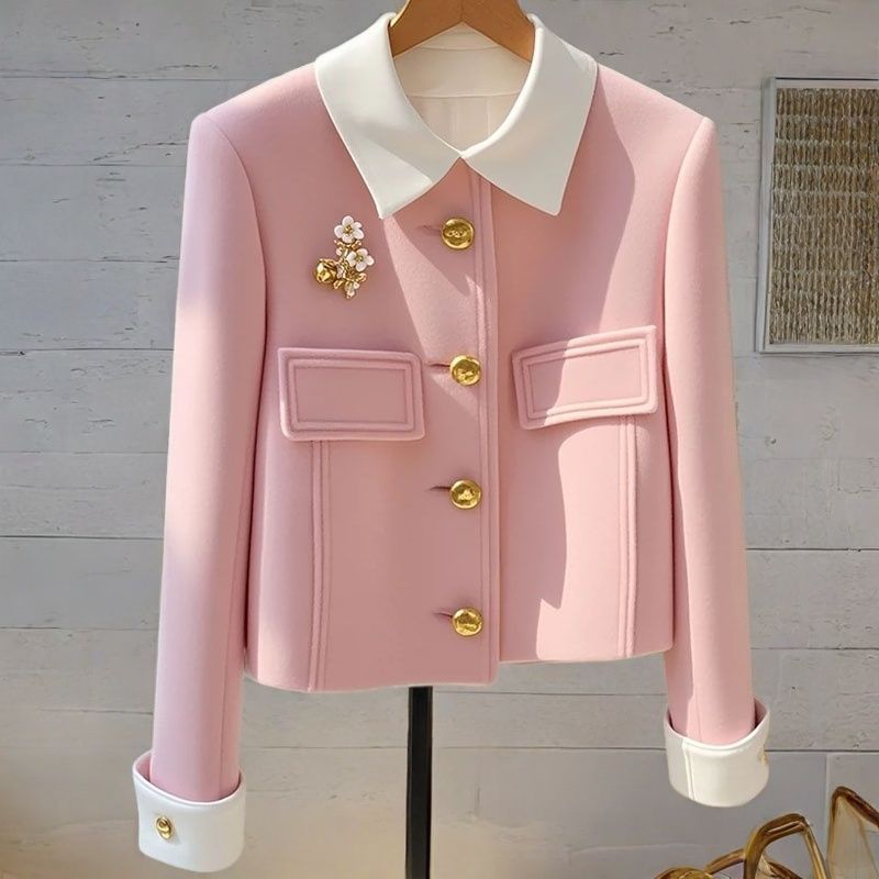 Color Thick Wool Fashionable Jacket Women's Autumn Small