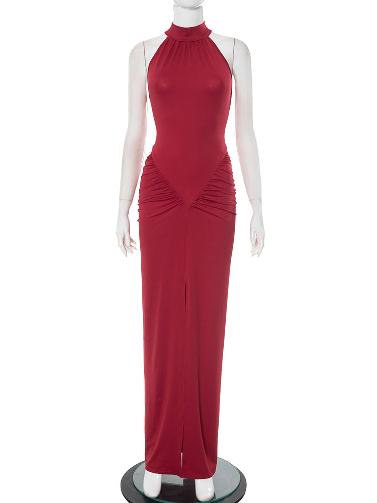 Women's Clothing Sleeveless Halter Skinny Sheath Long Dress