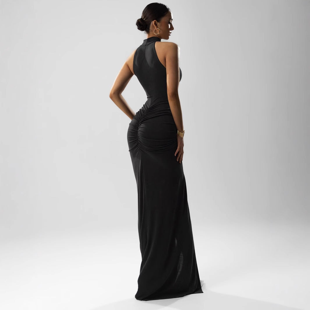 Women's Clothing Sleeveless Halter Skinny Sheath Long Dress
