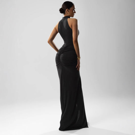 Women's Clothing Sleeveless Halter Skinny Sheath Long Dress